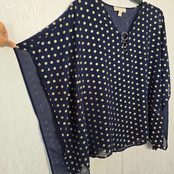 Michael Kors Women's Embellished Caftan Tank Camisole Gold Polka Dot Top Sz S/M - Picture 3 of 8